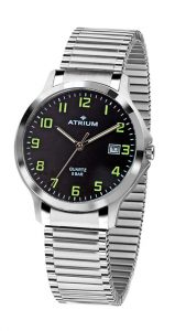 A12-15,Herrenuhr,Stahlgehäuse Stahlband Mineralglas Datum 5 bar geschützte Krone ∅ 36 mm