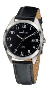 A14-11,Herrenuhr,Titangehäuse Lederband Mineralglas Datum 5 bar ∅ 37 mm
