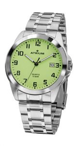 A16-32,Herrenuhr,Stahlgehäuse Stahlband Faltschließe Mineralglas, Leuchtzifferblatt,Datum 10 bar geschützte Krone ∅ 39 mm