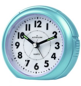 A240-15, Quarzwecker fließende Sekunde Snooze Licht ansteigendes Wecksignal ∅ 9 cm, eisblau
