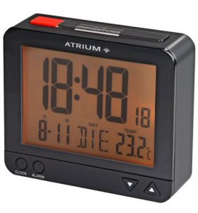 A760-7,Funkwecker mit Obenabsteller einfache Bedienbarkeit durch Frontsetting zuschaltbare sensor- gesteuerte Grundbeleuchtung deutsches Datum Innentemperaturanzeige ansteigendes Wecksignal Snooze Größe: 9,5 x 8 cm,schwarz, beleuchtetes Modell