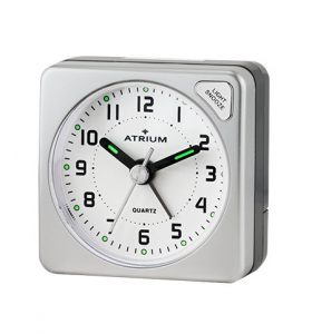 A902-19,Quarzwecker Obenabsteller Snooze Licht ansteigendes Wecksignal Größe: 5,5 x 5,5 cm, silber